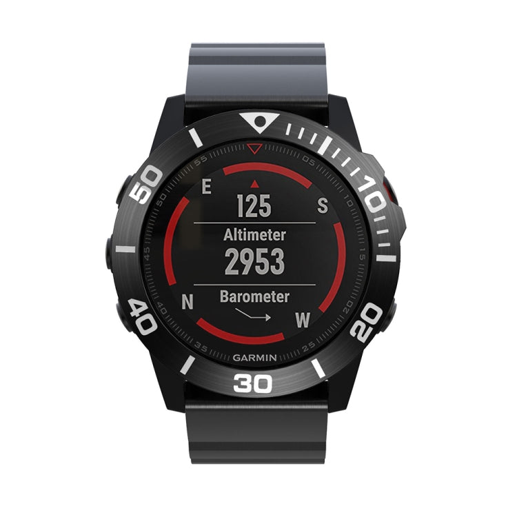 Compatible with Garmin Fenix 5X/5X Plus Smart Watch Steel Bezel Ring, A Version(Black Ring White Letter)