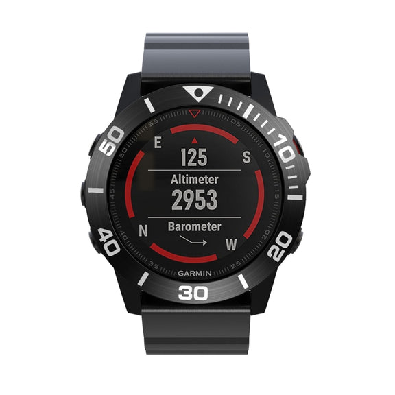 Compatible with Garmin Fenix 5X/5X Plus Smart Watch Steel Bezel Ring, A Version(Black Ring White Letter)