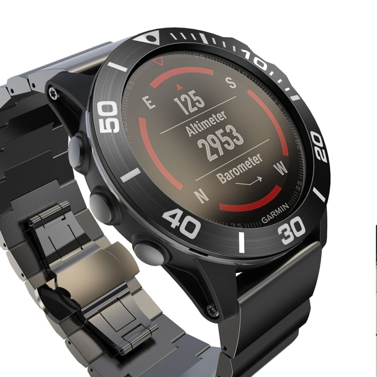 Compatible with Garmin Fenix 5X/5X Plus Smart Watch Steel Bezel Ring, A Version(Black Ring White Letter)