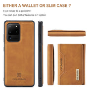 For Samsung Galaxy S20 Ultra DG.MING M2 Series 3-Fold Multi Card Bag Back Cover Shockproof Case with Wallet & Holder Function(Brown)