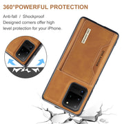 For Samsung Galaxy S20 Ultra DG.MING M2 Series 3-Fold Multi Card Bag Back Cover Shockproof Case with Wallet & Holder Function(Brown)