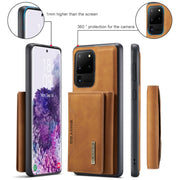 For Samsung Galaxy S20 Ultra DG.MING M2 Series 3-Fold Multi Card Bag Back Cover Shockproof Case with Wallet & Holder Function(Brown)