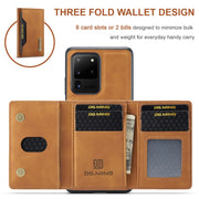 For Samsung Galaxy S20 Ultra DG.MING M2 Series 3-Fold Multi Card Bag Back Cover Shockproof Case with Wallet & Holder Function(Brown)
