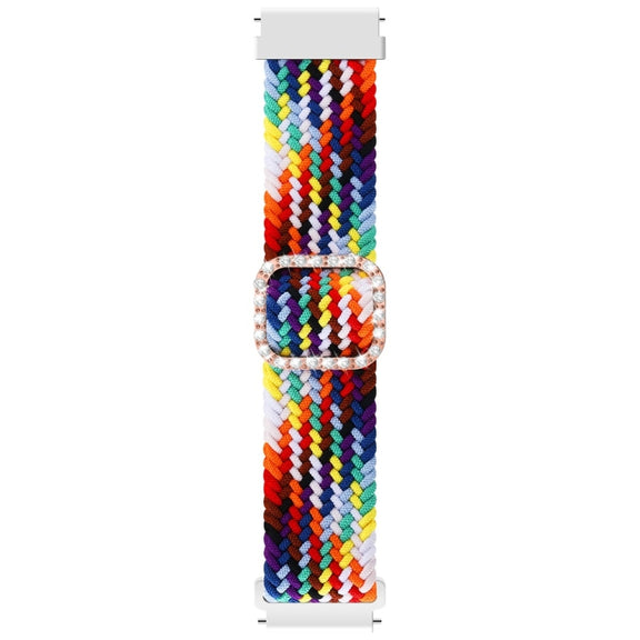 Compatible with Garmin Venu/Vivoactive 3 20mm Universal Adjustable Braided Elastic Diamond Buckle Watch Band(Rainbow)