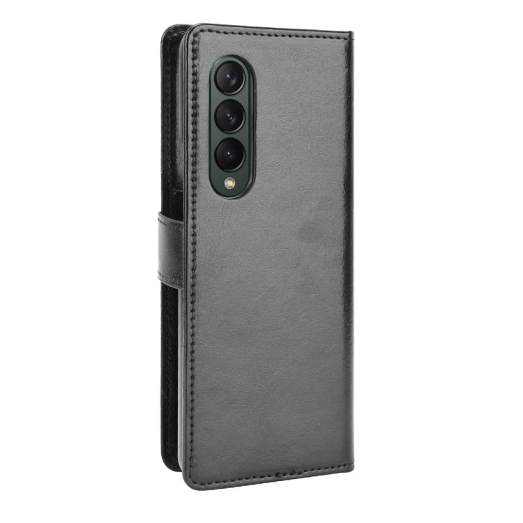 For Samsung Galaxy Z Fold3 5G Crazy Horse Texture Horizontal Flip Leather Case with Holder & Card Slots & Lanyard(Black)