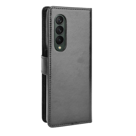 For Samsung Galaxy Z Fold3 5G Crazy Horse Texture Horizontal Flip Leather Case with Holder & Card Slots & Lanyard(Black)