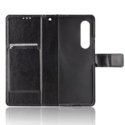 For Samsung Galaxy Z Fold3 5G Crazy Horse Texture Horizontal Flip Leather Case with Holder & Card Slots & Lanyard(Black)