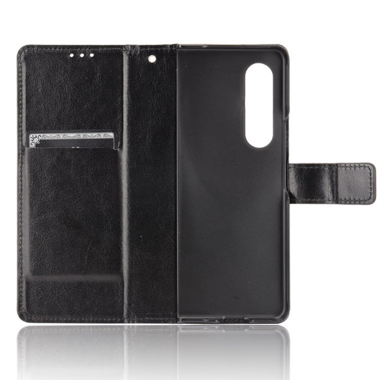 For Samsung Galaxy Z Fold3 5G Crazy Horse Texture Horizontal Flip Leather Case with Holder & Card Slots & Lanyard(Black)