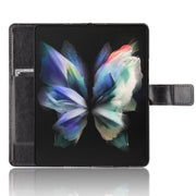 For Samsung Galaxy Z Fold3 5G Crazy Horse Texture Horizontal Flip Leather Case with Holder & Card Slots & Lanyard(Black)