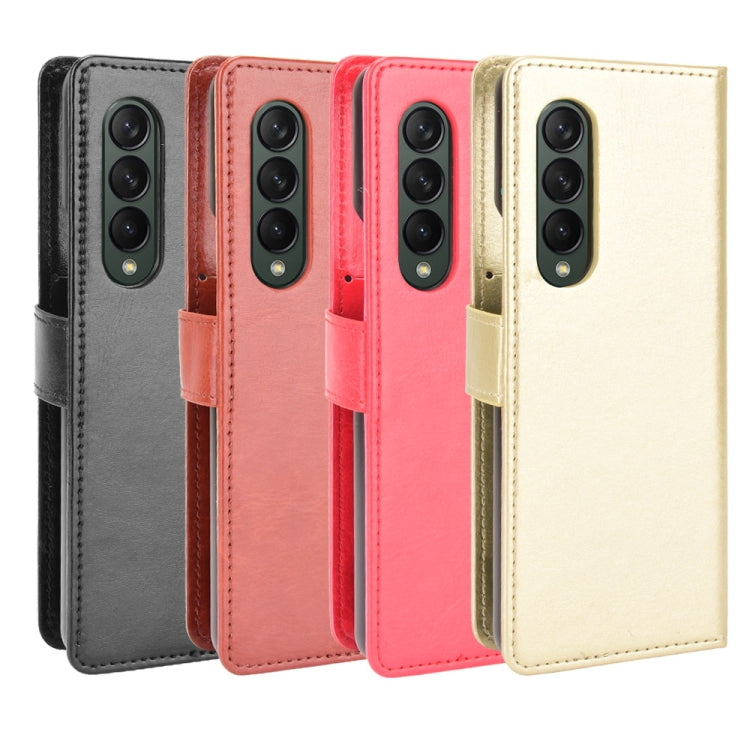 For Samsung Galaxy Z Fold3 5G Crazy Horse Texture Horizontal Flip Leather Case with Holder & Card Slots & Lanyard(Black)