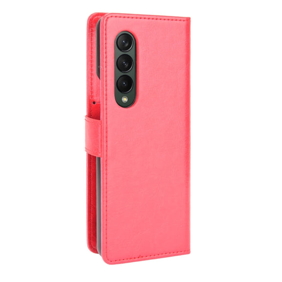 For Samsung Galaxy Z Fold3 5G Crazy Horse Texture Horizontal Flip Leather Case with Holder & Card Slots & Lanyard(Red)