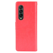 For Samsung Galaxy Z Fold3 5G Crazy Horse Texture Horizontal Flip Leather Case with Holder & Card Slots & Lanyard(Red)