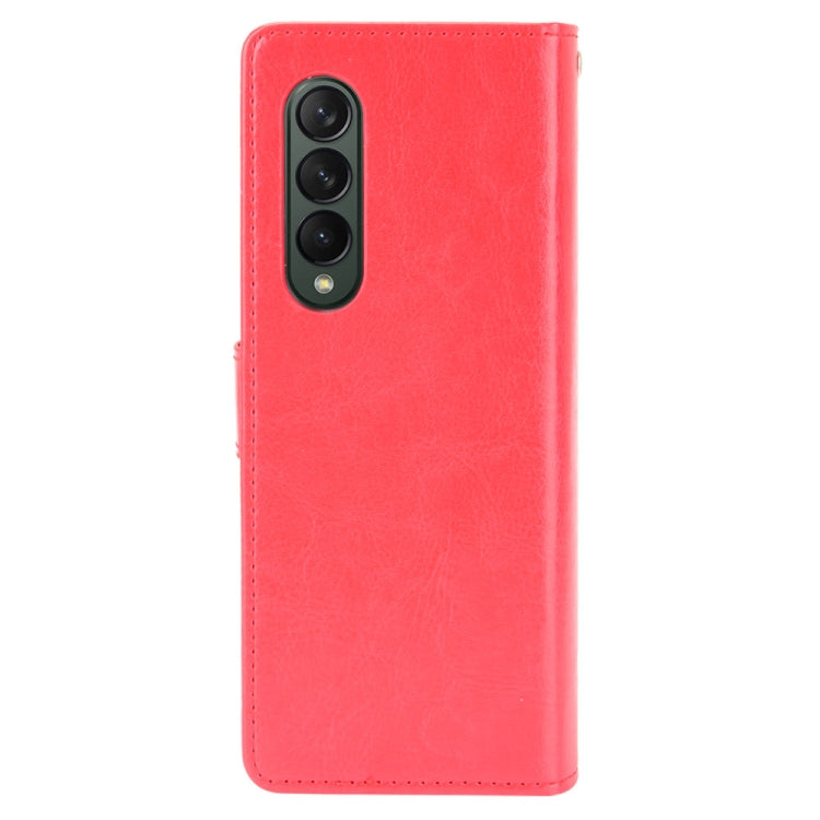 For Samsung Galaxy Z Fold3 5G Crazy Horse Texture Horizontal Flip Leather Case with Holder & Card Slots & Lanyard(Red)