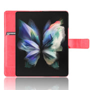 For Samsung Galaxy Z Fold3 5G Crazy Horse Texture Horizontal Flip Leather Case with Holder & Card Slots & Lanyard(Red)