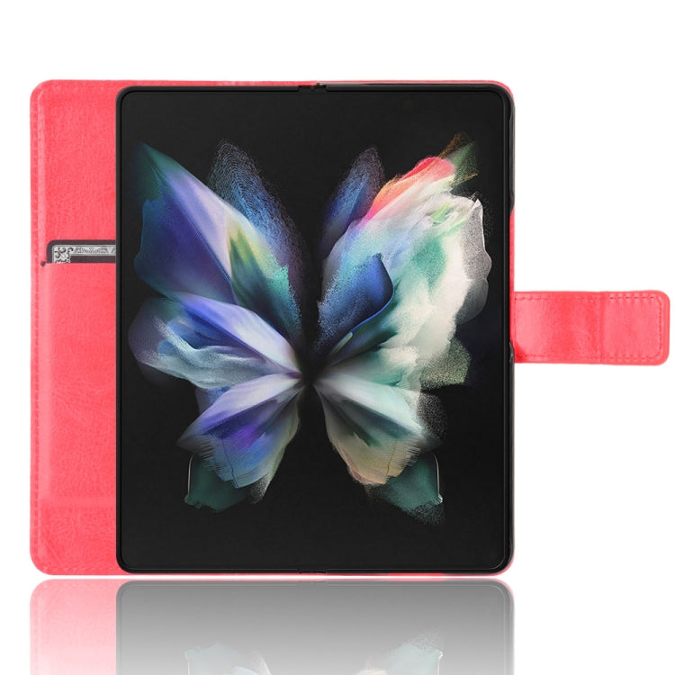 For Samsung Galaxy Z Fold3 5G Crazy Horse Texture Horizontal Flip Leather Case with Holder & Card Slots & Lanyard(Red)