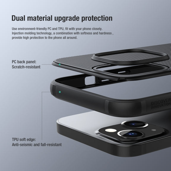 For iPhone 13 NILLKIN Super Frosted Shield Pro PC + TPU Protective Case(Black)