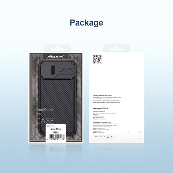 For iPhone 13 NILLKIN Black Mirror Pro Series Camshield Full Coverage Dust-proof Scratch Resistant Phone Case(Black)