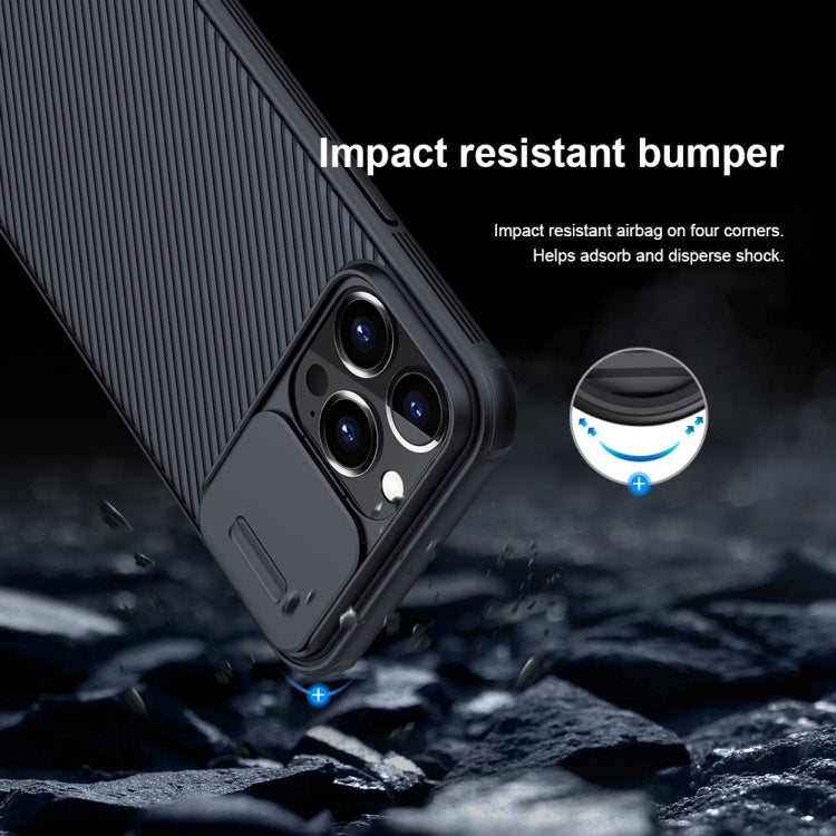 For iPhone 13 Pro NILLKIN Black Mirror Pro Series Camshield Full Coverage Dust-proof Scratch Resistant Phone Case (Black)