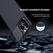 For iPhone 13 Pro Max NILLKIN Black Mirror Pro Series Camshield Full Coverage Dust-proof Scratch Resistant Phone Case (Black)
