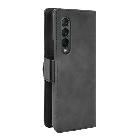 For Samsung Galaxy Z Fold3 5G Skin Feel Calf Pattern Horizontal Flip Leather Case with Holder & Card Slots & Photo Frame(Black)