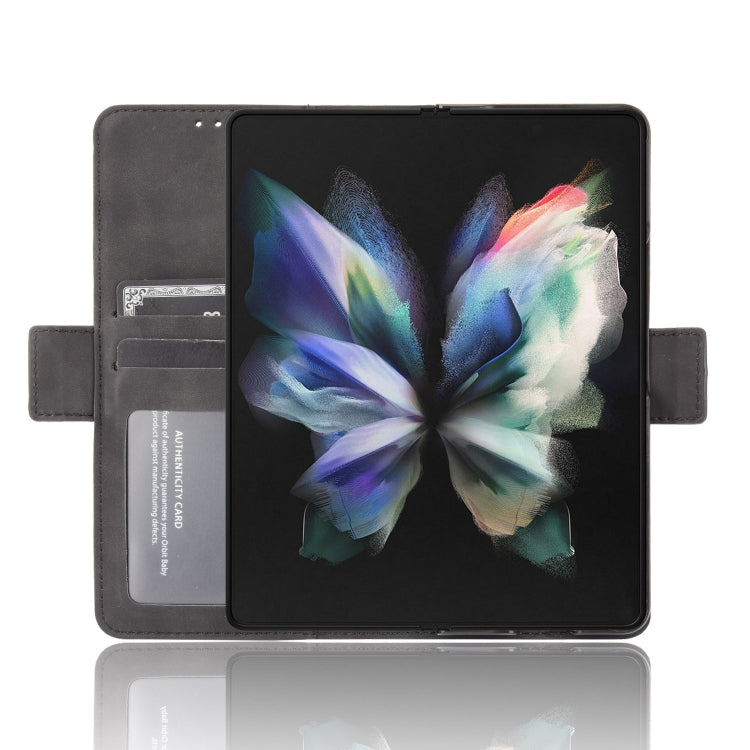 For Samsung Galaxy Z Fold3 5G Skin Feel Calf Pattern Horizontal Flip Leather Case with Holder & Card Slots & Photo Frame(Black)