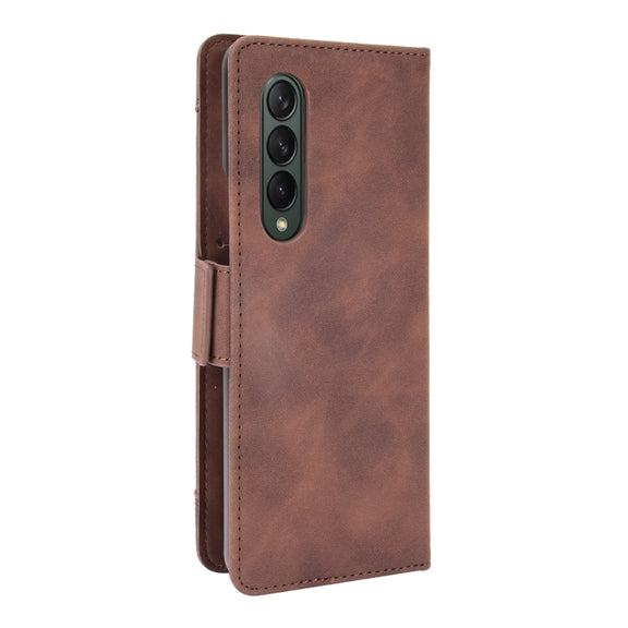 For Samsung Galaxy Z Fold3 5G Skin Feel Calf Pattern Horizontal Flip Leather Case with Holder & Card Slots & Photo Frame(Brown)