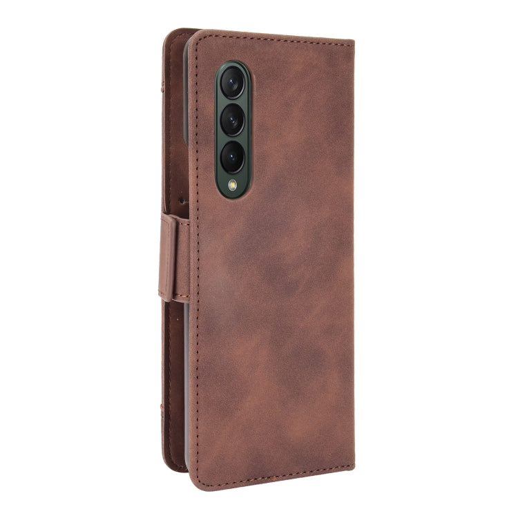 For Samsung Galaxy Z Fold3 5G Skin Feel Calf Pattern Horizontal Flip Leather Case with Holder & Card Slots & Photo Frame(Brown)