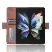 For Samsung Galaxy Z Fold3 5G Skin Feel Calf Pattern Horizontal Flip Leather Case with Holder & Card Slots & Photo Frame(Brown)