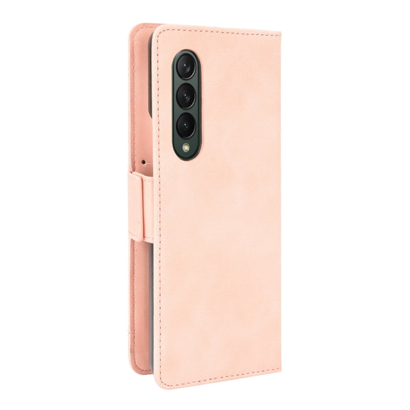 For Samsung Galaxy Z Fold3 5G Skin Feel Calf Pattern Horizontal Flip Leather Case with Holder & Card Slots & Photo Frame(Pink)