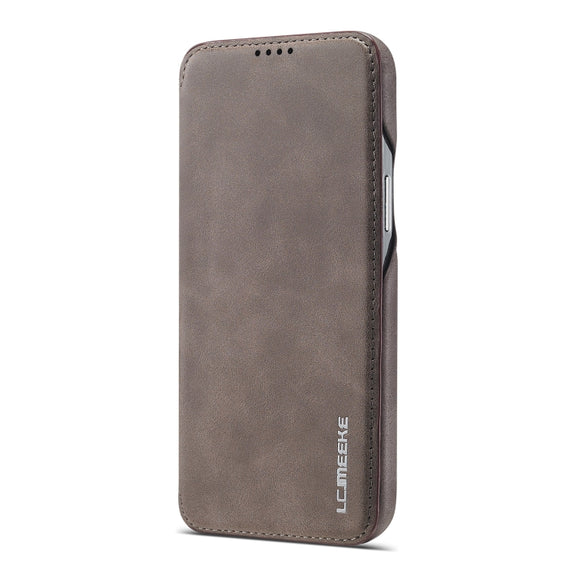 For iPhone 13 LC.IMEEKE Hon Ancient Series Horizontal Flip Leather Case with Holder & Card Slot(Coffee)