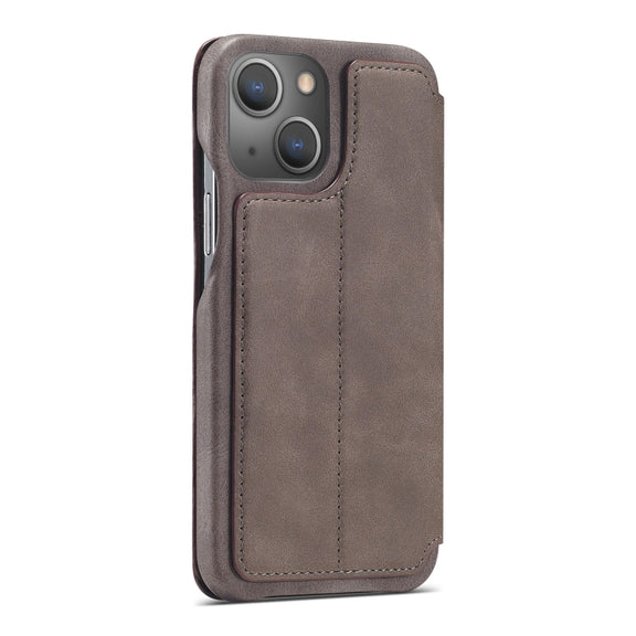 For iPhone 13 LC.IMEEKE Hon Ancient Series Horizontal Flip Leather Case with Holder & Card Slot(Coffee)
