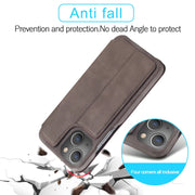 For iPhone 13 LC.IMEEKE Hon Ancient Series Horizontal Flip Leather Case with Holder & Card Slot(Coffee)