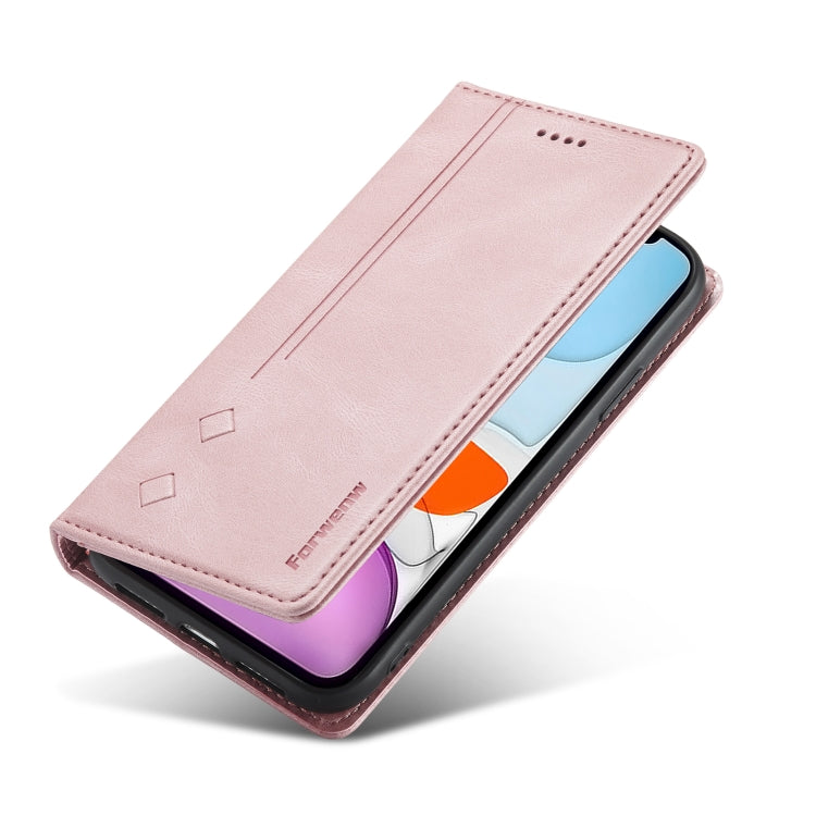 For iPhone 11 Forwenw F2 Series Magnetic Horizontal Flip Leather Case with Holder & Card Slots & Wallet (Rose Gold)