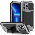 For iPhone 13 Pro R-JUST Sliding Camera Shockproof Life Waterproof Dust-proof Metal + Silicone Protective Case with Holder (Silver) - free shipping - PMC TechLife - Order now!