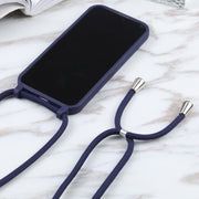 For iPhone 13 Pro Candy Colors TPU Protective Case with Lanyard (Dark Blue)