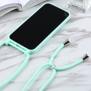 For iPhone 13 Pro Candy Colors TPU Protective Case with Lanyard (Mint Green)