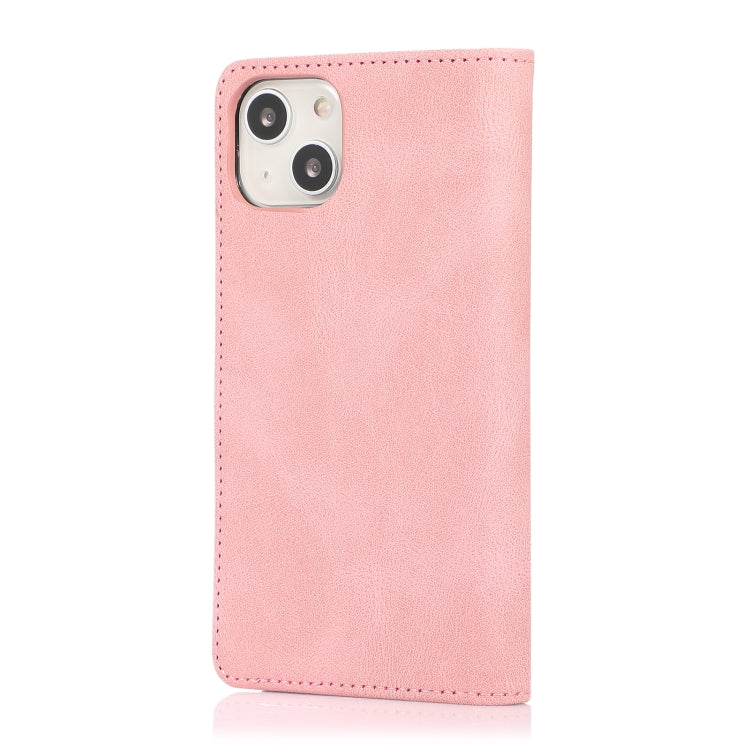 For iPhone 13 mini Strong Magnetic Crazy Horse Texture Horizontal Flip Leather Case with Holder & Card Slots & Wallet (Rose Gold)