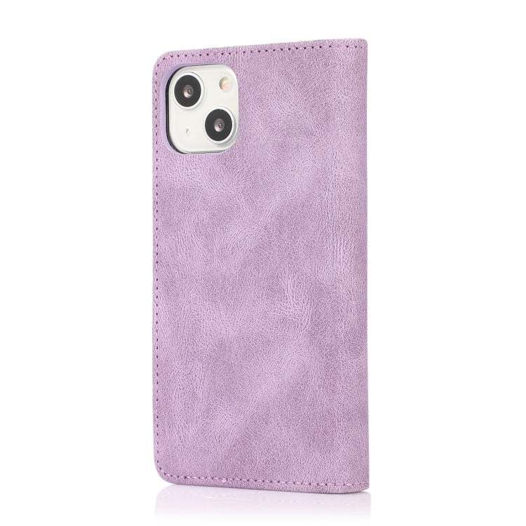 For iPhone 13 Strong Magnetic Crazy Horse Texture Horizontal Flip Leather Case with Holder & Card Slots & Wallet(Purple)