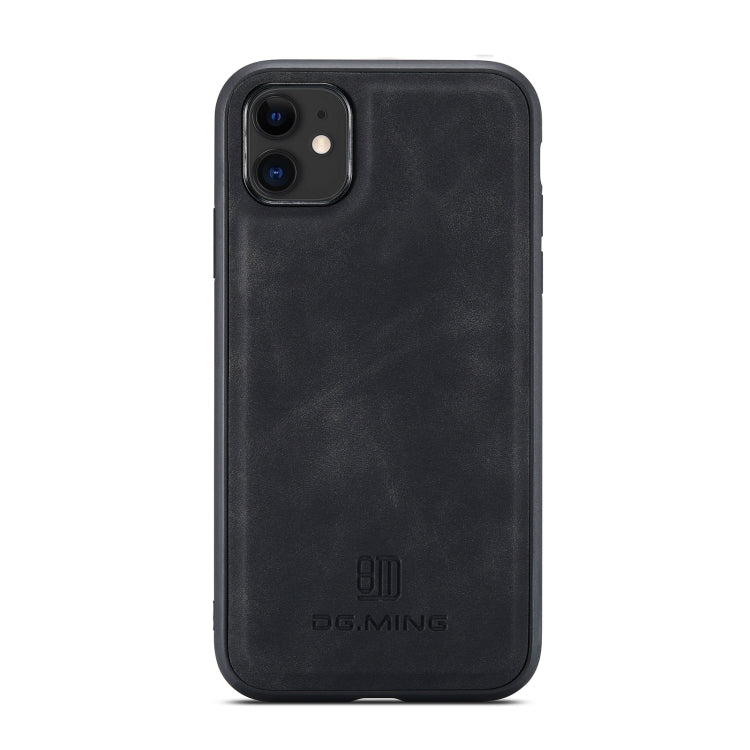 DG.MING M1 Series 3-Fold Multi Card Wallet  Back Cover Shockproof Case with Holder Function For iPhone 11(Black)