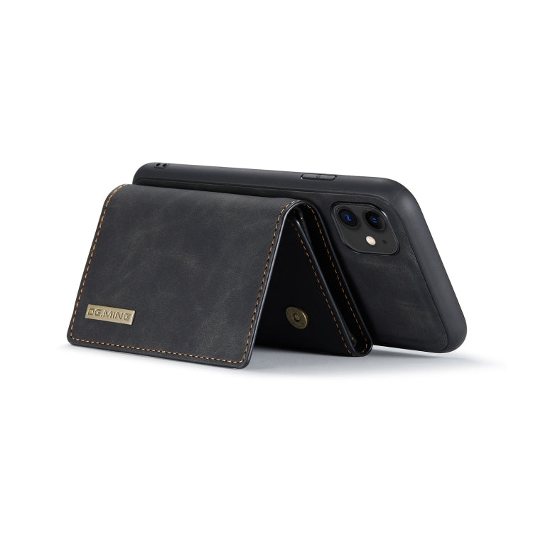 DG.MING M1 Series 3-Fold Multi Card Wallet  Back Cover Shockproof Case with Holder Function For iPhone 11(Black)