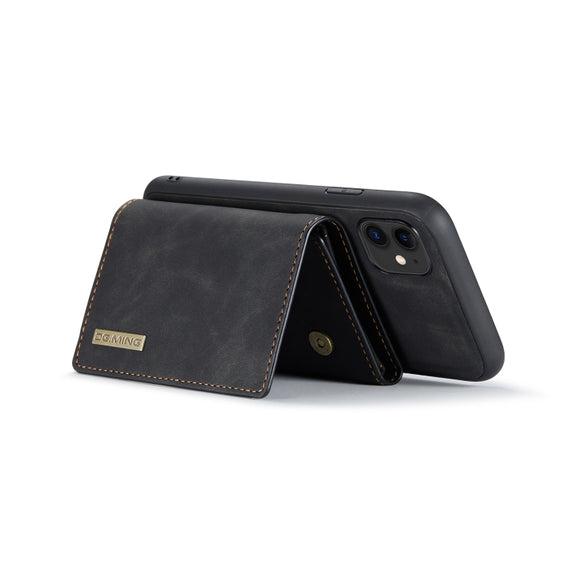 DG.MING M1 Series 3-Fold Multi Card Wallet  Back Cover Shockproof Case with Holder Function For iPhone 11(Black)