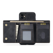 DG.MING M1 Series 3-Fold Multi Card Wallet  Back Cover Shockproof Case with Holder Function For iPhone 11(Black)