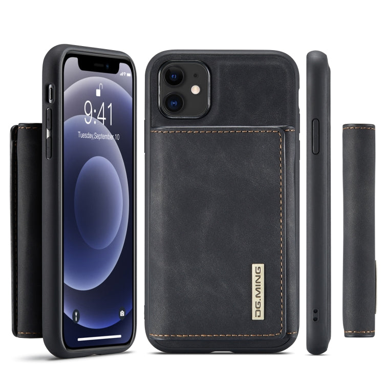 DG.MING M1 Series 3-Fold Multi Card Wallet  Back Cover Shockproof Case with Holder Function For iPhone 11(Black)