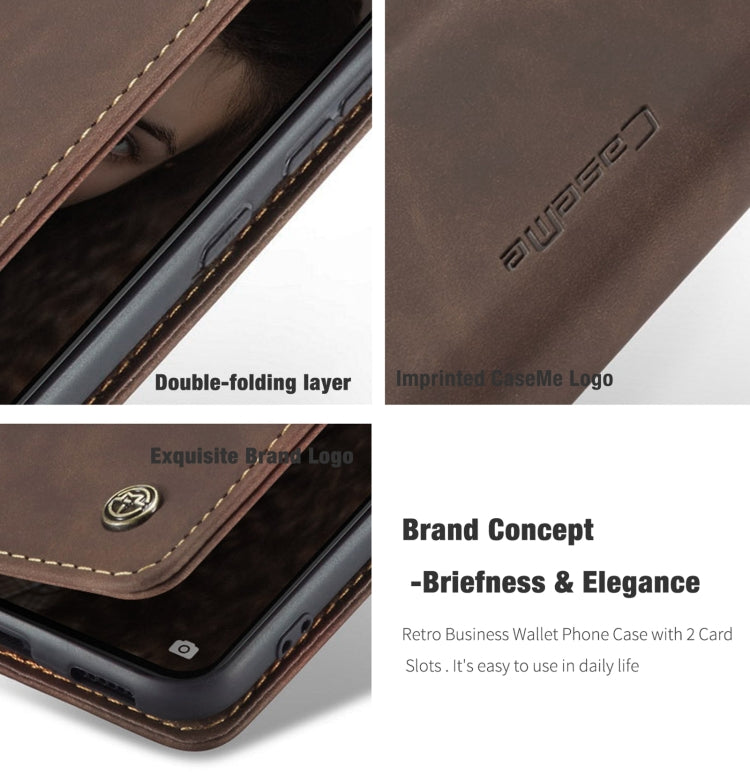 CaseMe 013 Multifunctional Horizontal Flip Leather Case with Holder & Card Slot & Wallet For Huawei P50(Coffee)