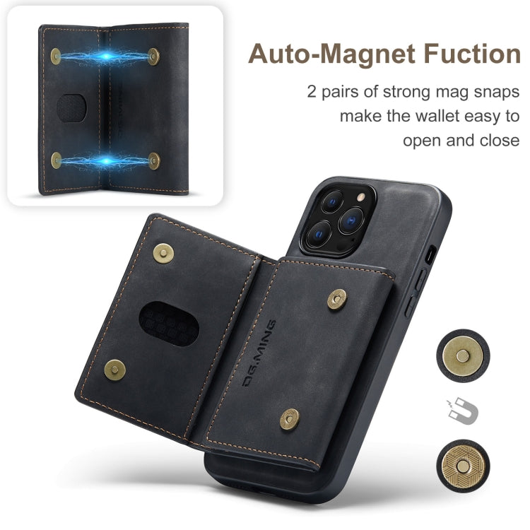 For iPhone 13 Pro DG.MING M2 Series 3-Fold Card Bag Shockproof Case with Wallet & Holder Function (Black)