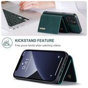 For iPhone 13 Pro Max DG.MING M1 Series 3-Fold Multi Card Wallet Shockproof Case with Holder Function (Green)