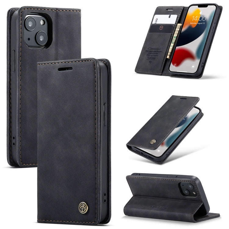 For iPhone 13 mini CaseMe-013 Multifunctional Retro Frosted Horizontal Flip Leather Case with Card Slot & Holder & Wallet (Black)