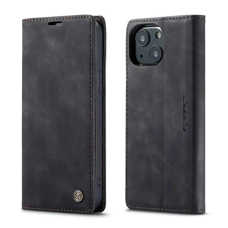 For iPhone 13 mini CaseMe-013 Multifunctional Retro Frosted Horizontal Flip Leather Case with Card Slot & Holder & Wallet (Black)