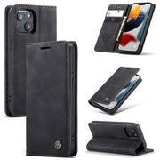 For iPhone 13 mini CaseMe-013 Multifunctional Retro Frosted Horizontal Flip Leather Case with Card Slot & Holder & Wallet (Black)