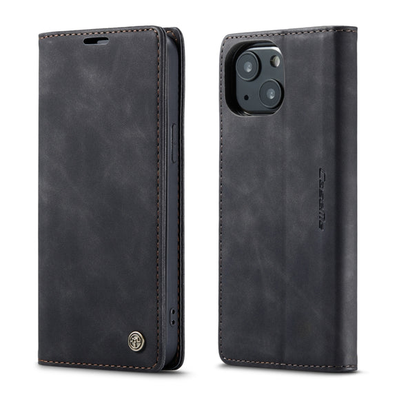 For iPhone 13 mini CaseMe-013 Multifunctional Retro Frosted Horizontal Flip Leather Case with Card Slot & Holder & Wallet (Black)